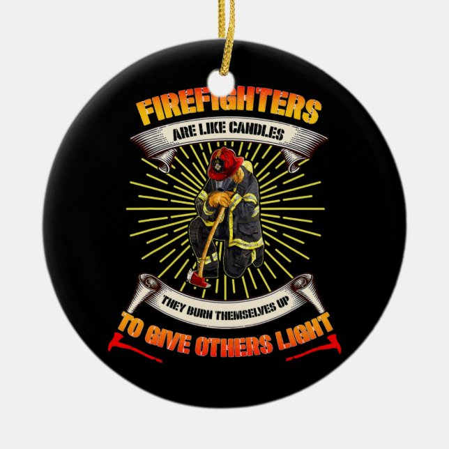 Firefighter Hero Proud Fireman Father's Day  Ceramic Ornament (Front)