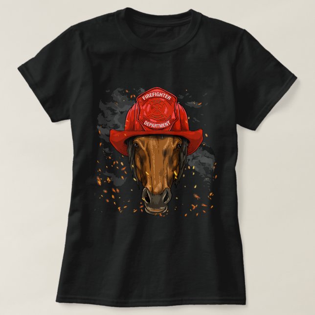 Firefighter Horse Fire Department Fireman Animal H T-Shirt (Design Front)