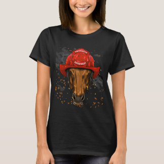 Firefighter Horse Fire Department Fireman Animal H T-Shirt