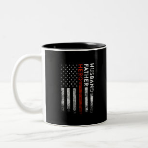 Firefighter Husband, Father, Hero Two Tone Mug