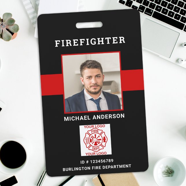 Firefighter ID Personalised Photo Fireman ID Card ID Badge (Creator Uploaded)
