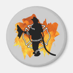 Firefighter IN Flames Magnet