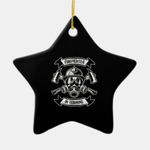 Firefighter In Training Axe Gas Masks Aspirant Ceramic Ornament
