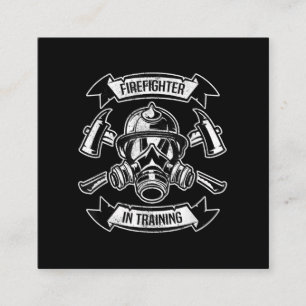 Firefighter In Training Axe Gas Masks Aspirant Square Business Card
