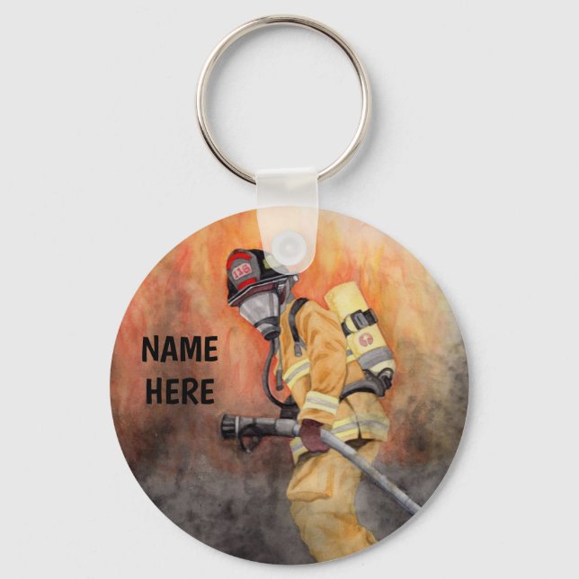 Firefighter Keychain Original Painting Fireman (Front)