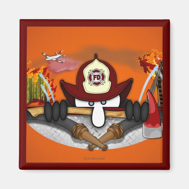 Firefighter Kilroy Magnet 3 (Front)