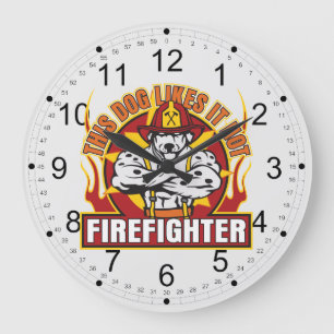 Firefighter Likes it Hot Large Clock