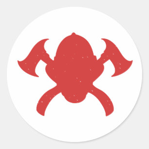 firefighter logo red silhouette classic round sticker