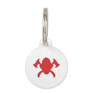 firefighter logo red silhouette pet tag