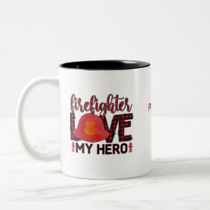 Firefighter Love my Hero  Two-Tone Coffee Mug