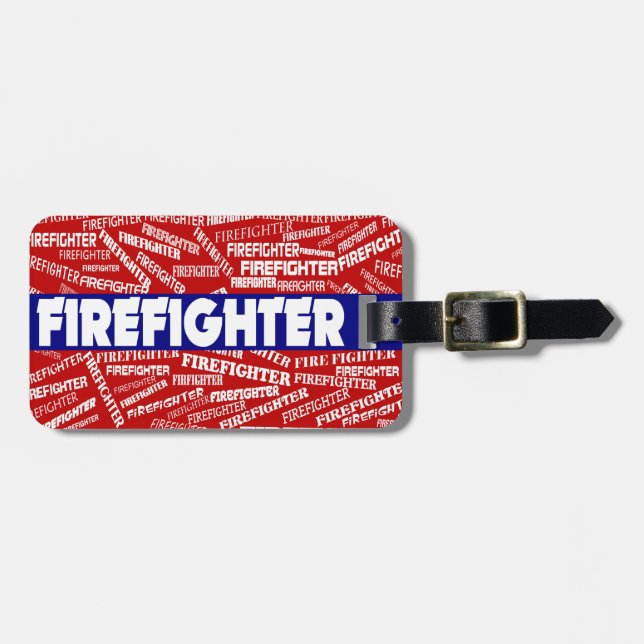 Firefighter Luggage Tag Red 1 (add your info) (Front Horizontal)