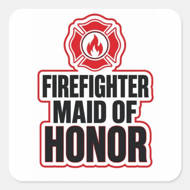 Firefighter maid of honour square sticker (Front)