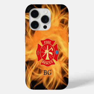 Firefighter Maltese Cross Fire Rescue Fire Flame iPhone 15 Pro Case