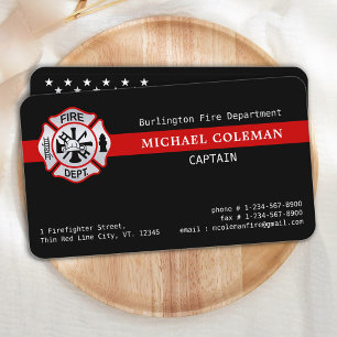 Firefighter Maltese Cross Red Line Fire Department Business Card