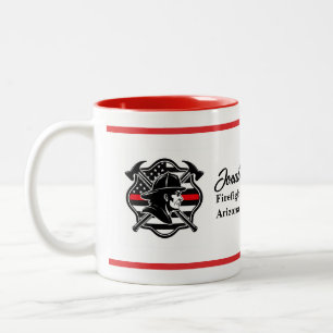 Firefighter Maltese Cross & Thin Red Line Flag  Two-Tone Coffee Mug