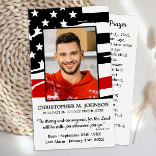 Firefighter Memorial Funeral Fireman's Prayer Card