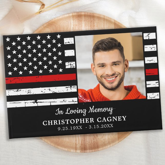 Firefighter Memorial Loving Memory Photo Funeral Guest Book (Creator Uploaded)
