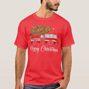 Firefighter Merry Christmas Lights Tree Firefighti T-Shirt