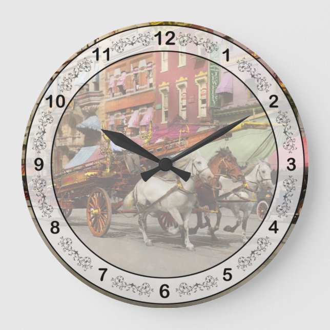 Firefighter - Moving with urgency 1914 Large Clock (Front)