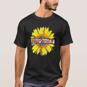 Firefighter Mum Back The Red Sunflower Happy Mothe T-Shirt