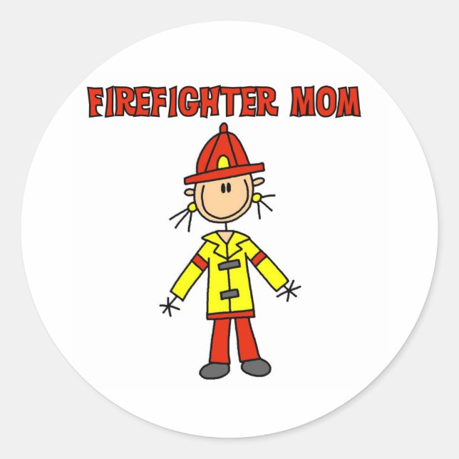 Firefighter Mum Classic Round Sticker (Front)