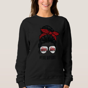 Firefighter Mum Messy Bun Hair Glasses Fire Wife L Sweatshirt
