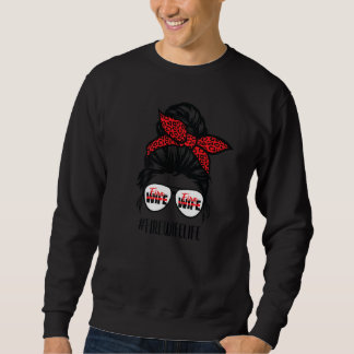 Firefighter Mum Messy Bun Hair Glasses Fire Wife L Sweatshirt