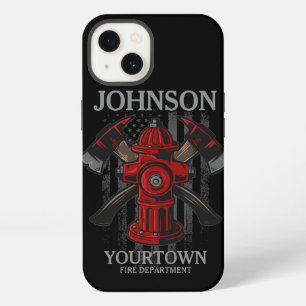Firefighter NAME Fire Department Hydrant USA Flag iPhone 13 Case