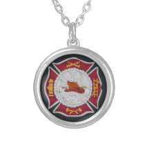 Firefighter necklace in red, gold, black