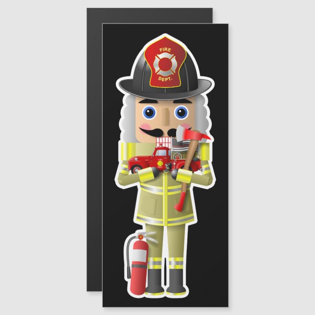 Firefighter Nutcracker with Little Red Truck (Front/Back)