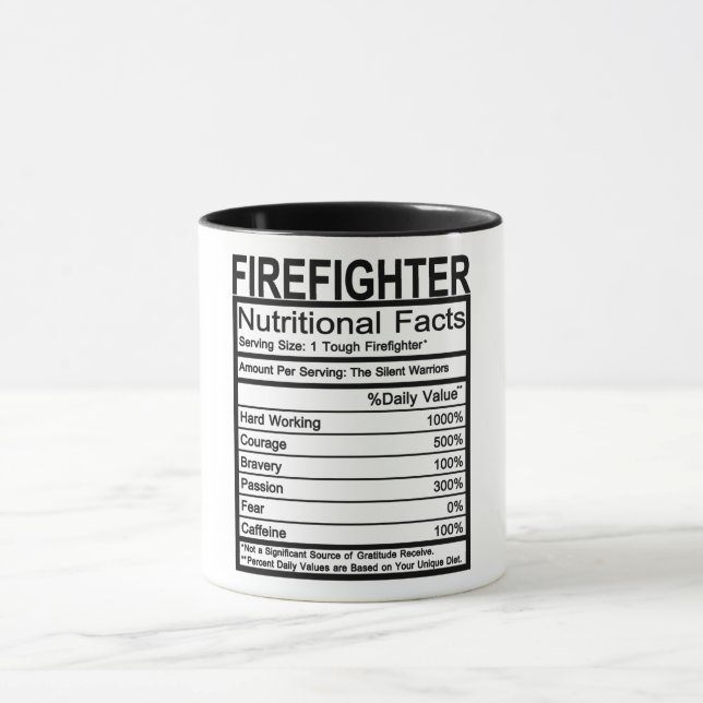 Firefighter Nutritional Facts Mug (Center)