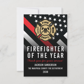 Firefighter of the Year Employee Logo Red Line Card