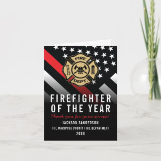 Firefighter of the Year Employee Logo Red Line Card