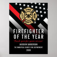 Firefighter of the Year Employee Logo Red Line