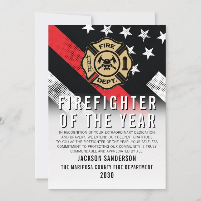 Firefighter of the Year Employee Recognition Logo Card (Front)