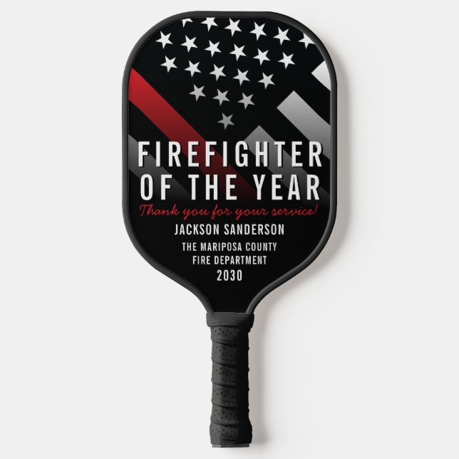 Firefighter of the Year Employee Red Line Flag Pickleball Paddle (Front)