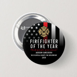Firefighter of the Year Logo Fire Department 6 Cm Round Badge