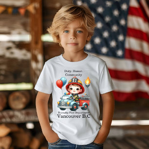 Firefighter on a colourful truck with balloons T-Shirt