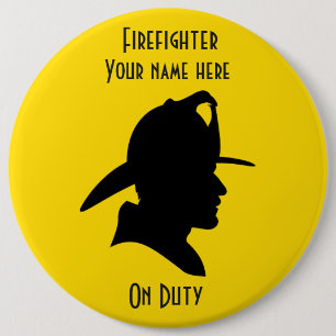 Firefighter On Duty Design Round Button