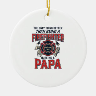 Firefighter Papa Vintage Engraving Shirt Design_1 Ceramic Ornament