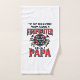 Firefighter Papa Vintage Engraving Shirt Design_1 Hand Towel