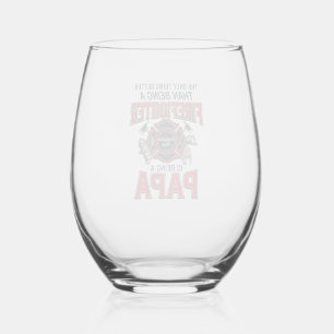 Firefighter Papa Vintage Engraving Shirt Design_1 Stemless Wine Glass