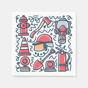 Firefighter Paper Napkins, Rescue Hero Birthday  Napkin