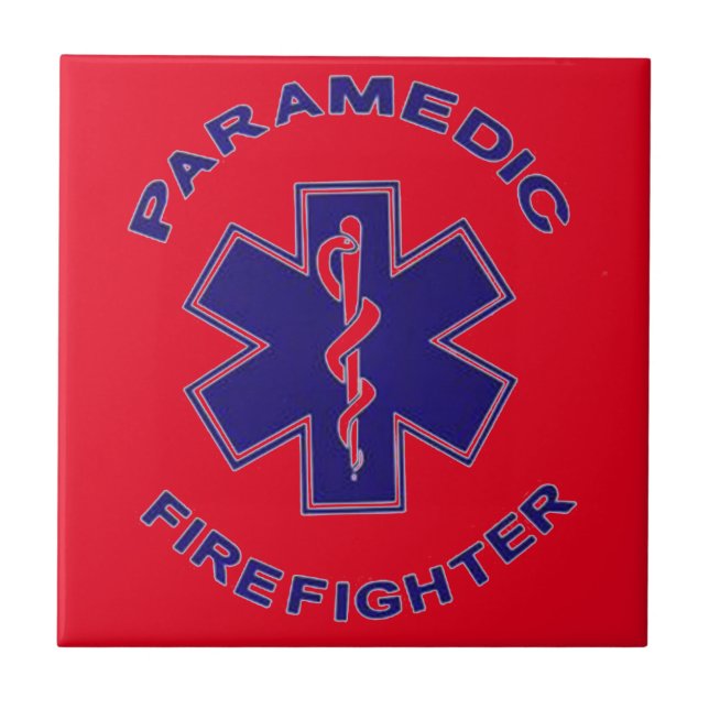 Firefighter Paramedic Ceramic Tile (Front)