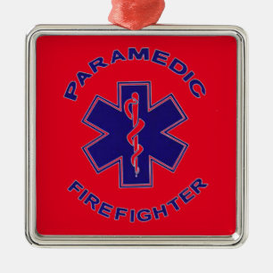 Firefighter Paramedic Metal Tree Decoration