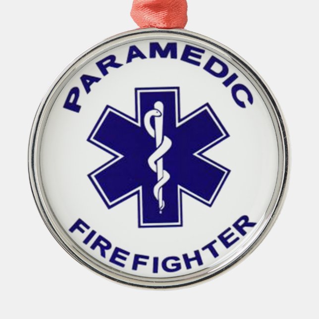 Firefighter Paramedic Metal Tree Decoration (Front)