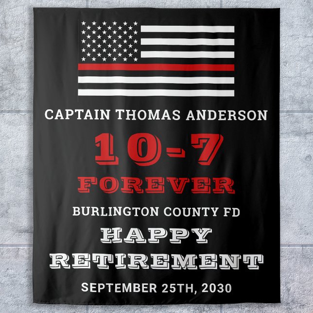 Firefighter Party Thin Red Line Happy Retirement  Tapestry (Creator Uploaded)