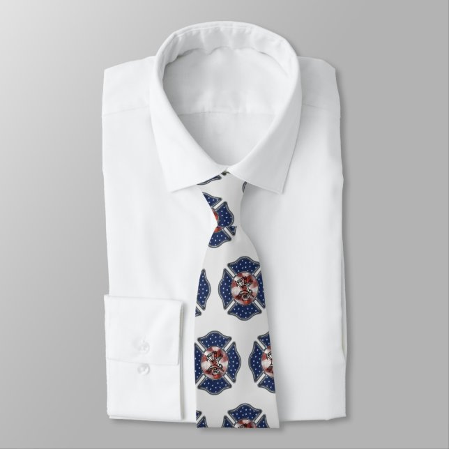 Firefighter Patriotic Logos Tie (Tied)