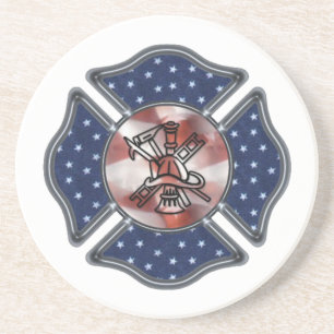 Firefighter Patriotic Maltese Coaster