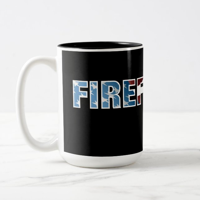 Firefighter Patriotic Two-Tone Coffee Mug (Left)